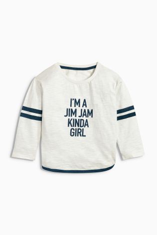 Ecru/Navy Jim Jam Long Sleeve Pyjamas Two Pack (3-16yrs)